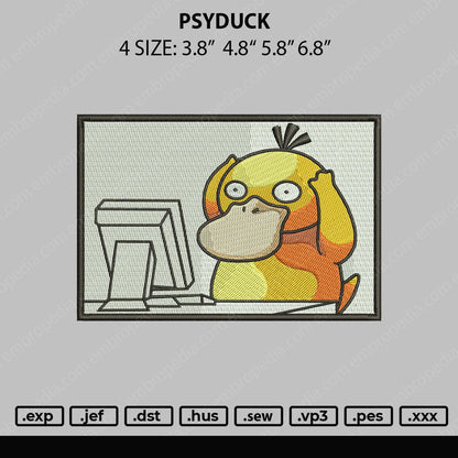 Psyduck Embroidery File 4 size