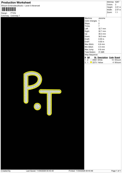 PT Embroidery File 6 sizes