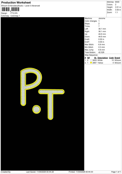 PT Embroidery File 6 sizes