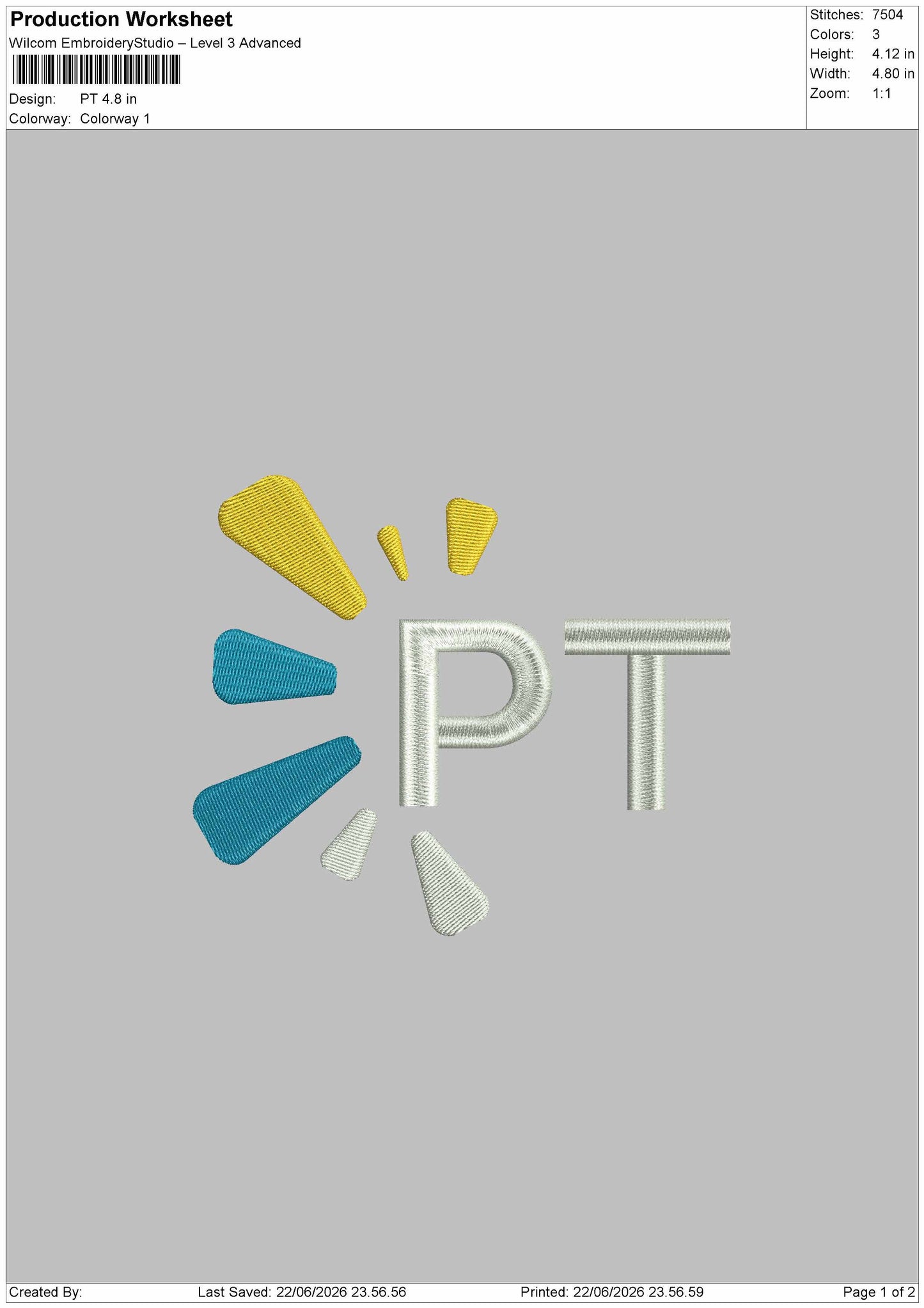 Pt Text Embroidery Machine Design File 6 sizes
