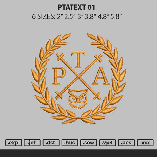 Ptatext 01 Embroidery File 6 sizes