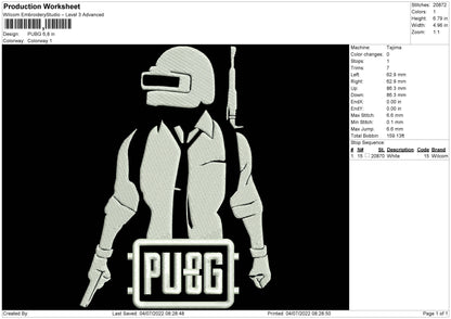 Pubg Embroidery File 4 sizes