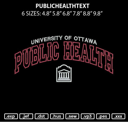Publichealthtext V3 Embroidery File 6 sizes
