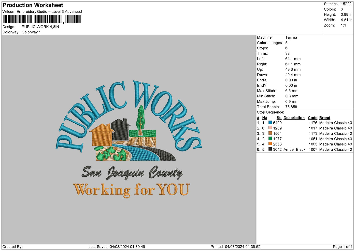 Public Text Emboidery File 6 sizes