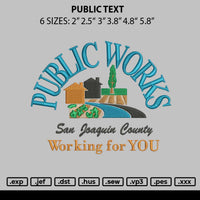 Public Text Emboidery File 6 sizes