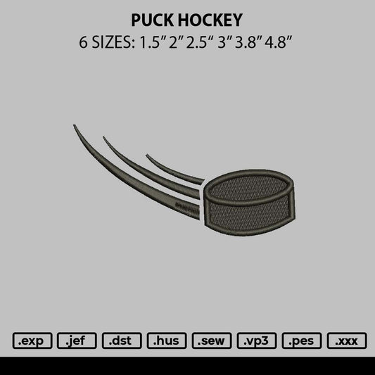 Puck Hockey Embroidery File 6 sizes
