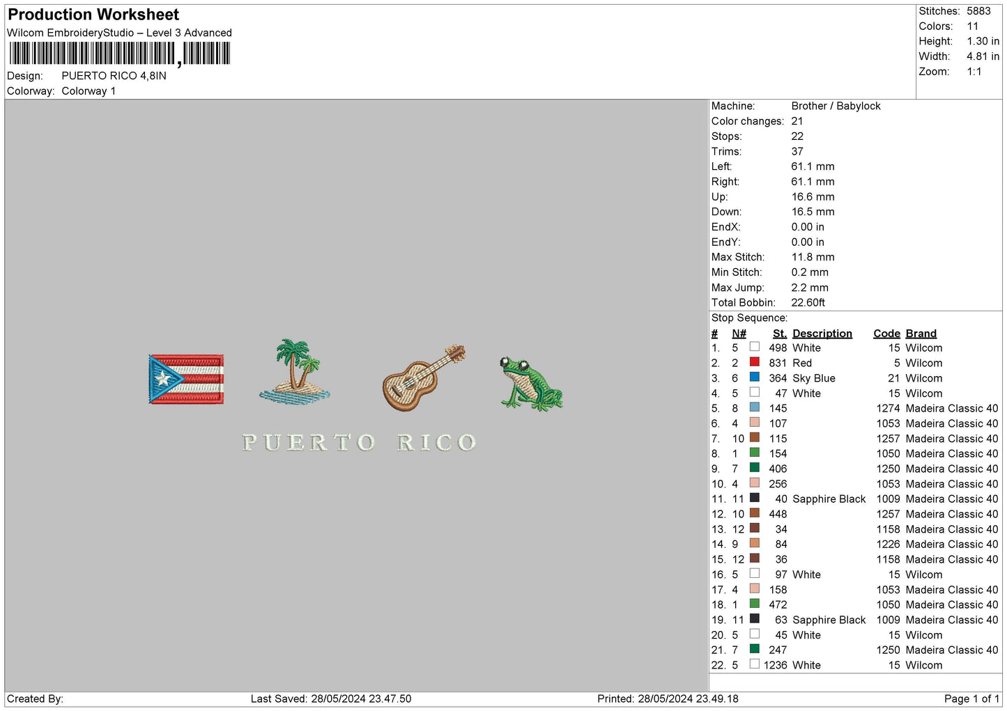 Flag 2805 Embroidery File 6 sizes