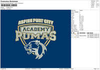 Academy P Embroidery File 6 sizes