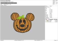 Pumpkin Mickey Embroidery File 6 sizes