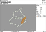 Punjab Map Wreat Embroidery Machine Design File