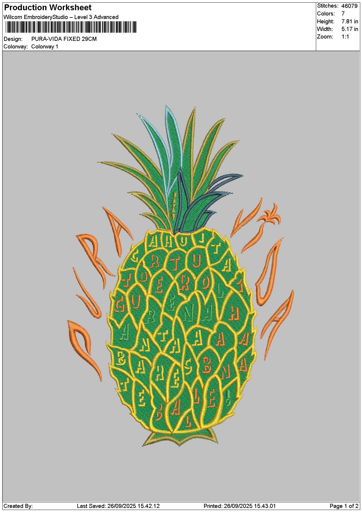 Pineapple 2409 Embroidery File 6 sizes