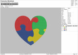 Puzzle Love Embroidery Machine Design File 6 sizes
