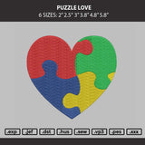 Puzzle Love Embroidery Machine Design File 6 sizes