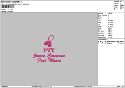Pvt Embroidery File 6 sizes