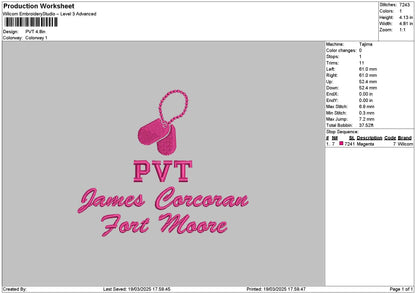 Pvt Embroidery File 6 sizes