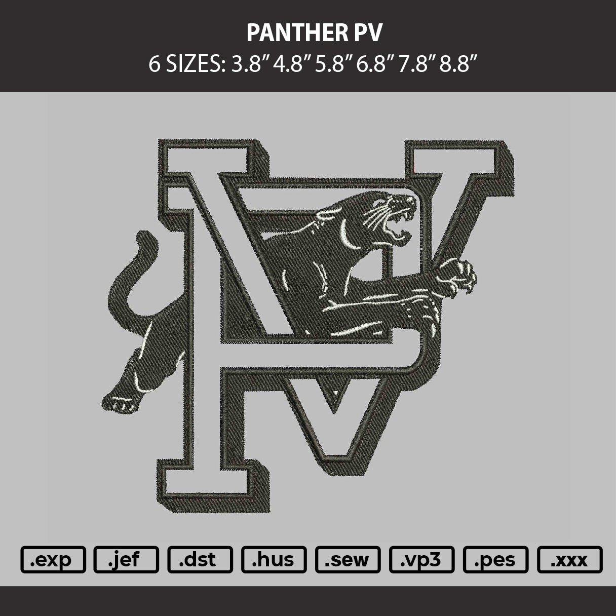 Phanter Pv Embroidery Machine Design File 6 sizes