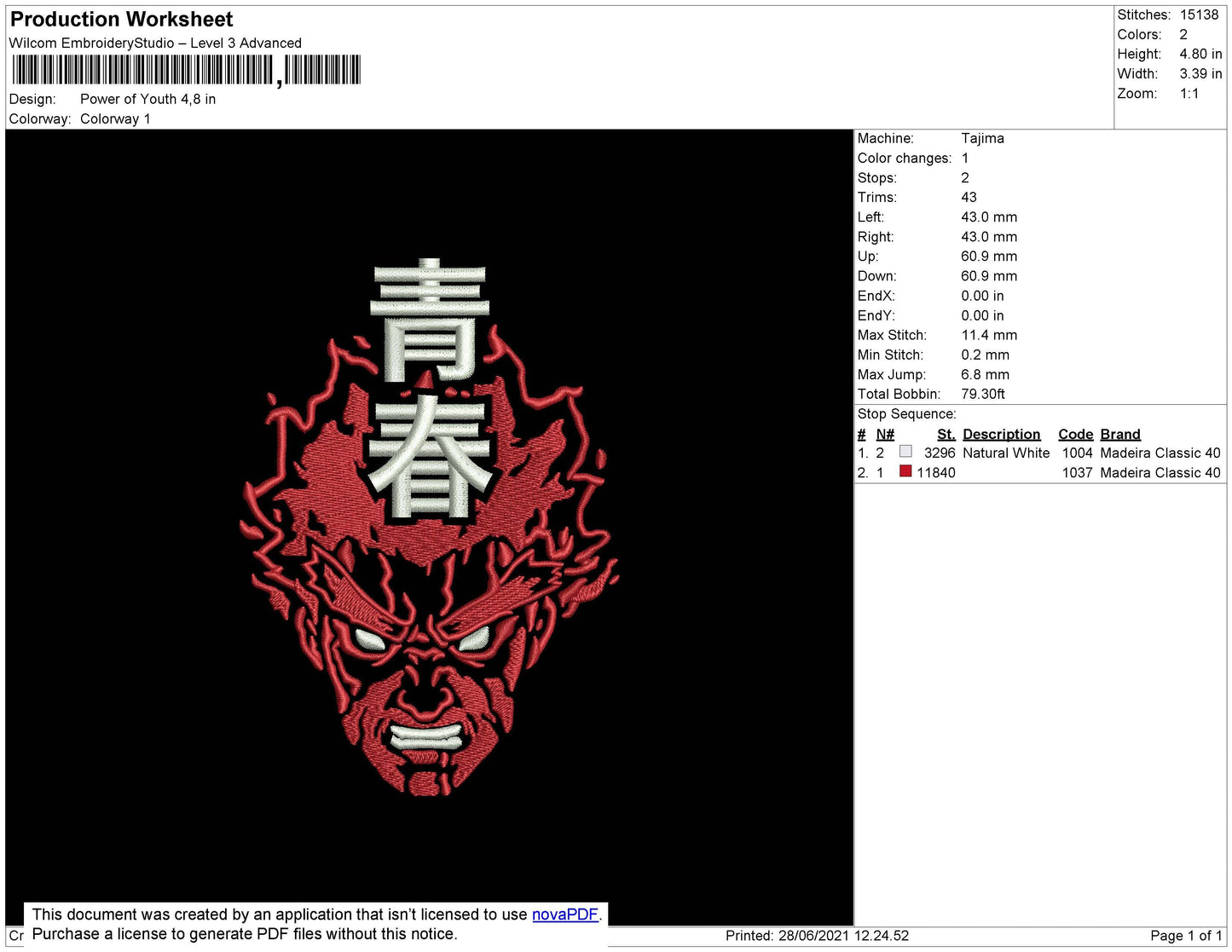 Power Of Youth Embroidery File 4 size