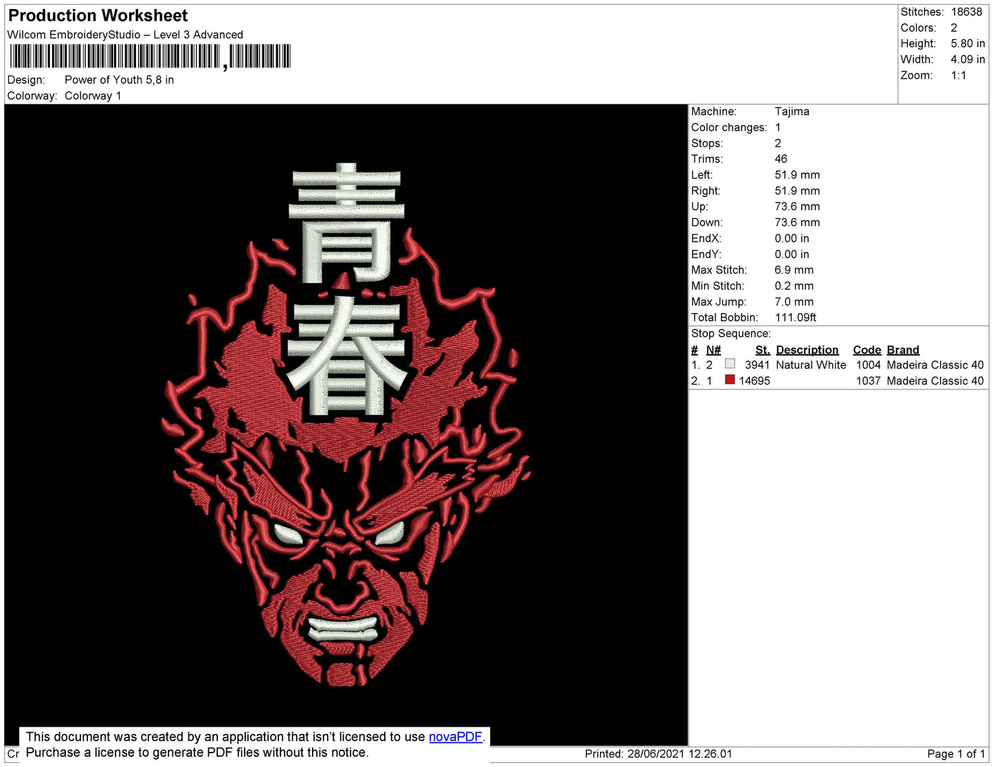 Power Of Youth Embroidery File 4 size
