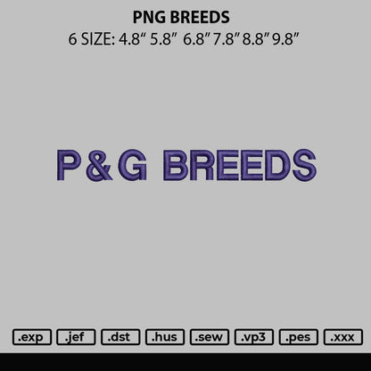 Png Breeds Embroidery File 6 sizes