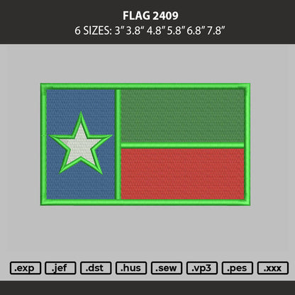Flag 2409 Embroidery Machine Design File 6 sizes