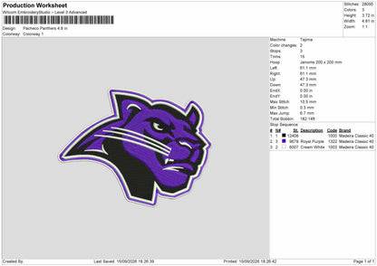 Tiger Purple Embroidery Machine Design File 6 sizes