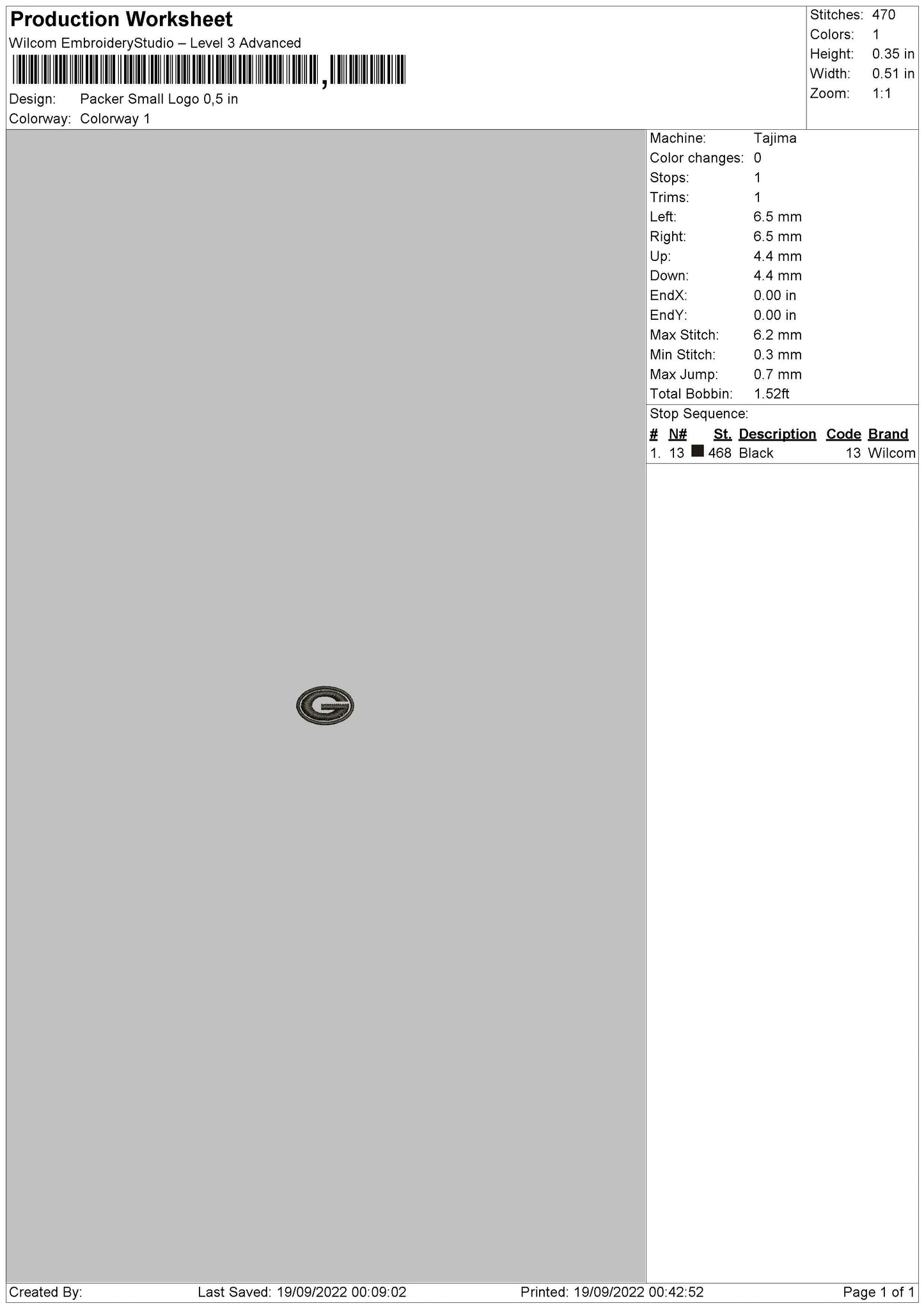 Packer Small Logo Embroidery File 5 sizes