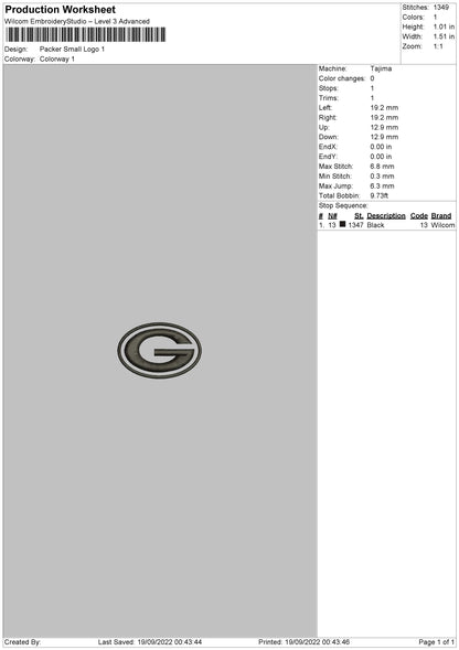 Packer Small Logo Embroidery File 5 sizes