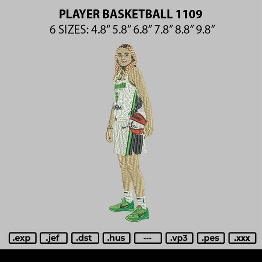 Player Basketball 1109 Embroidery File 6 sizes