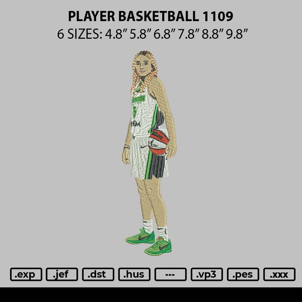 Player Basketball 1109 Embroidery File 6 sizes