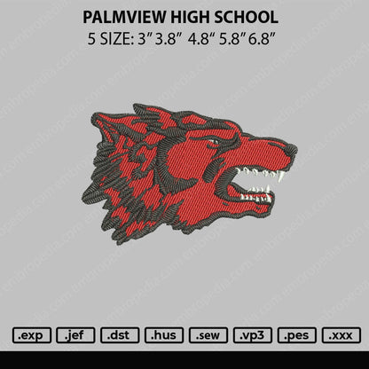 Palmview Highschool Embroidery File 5 sizes