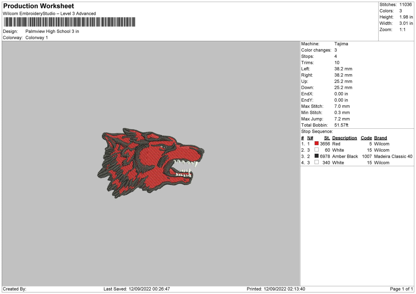 Palmview Highschool Embroidery File 5 sizes