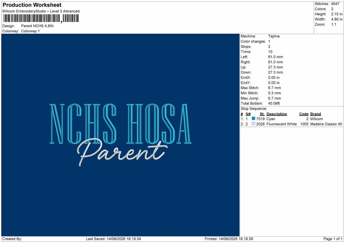 Parent Text Embroidery Machine Design File 6 sizes