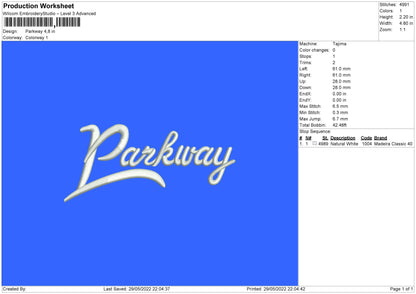 Parkway Embroidery File 4 size