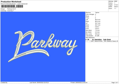 Parkway Embroidery File 4 size