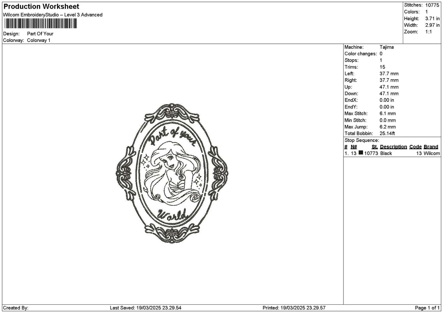 Ariel Outline 1903 Embroidery File 6 sizes