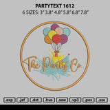 Partytext 1612 Embroidery File 6 sizes