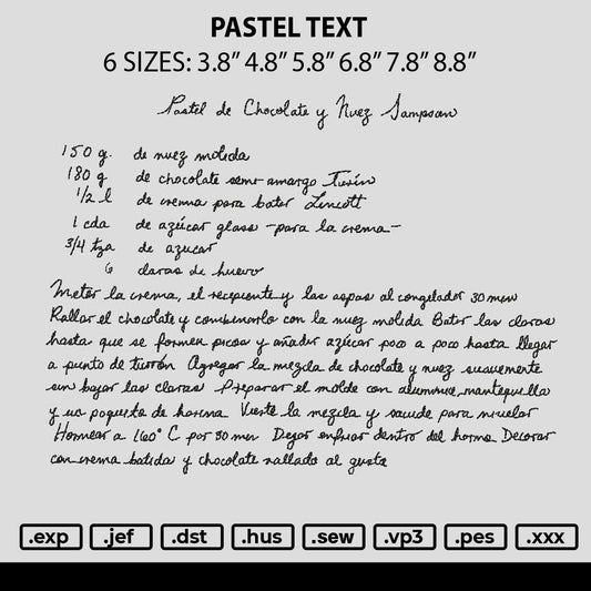Pastel Text Embroidery File 6 sizes