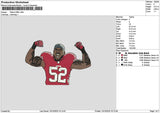 Player 52 Embroidery File 6 sizes