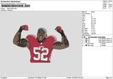 Player 52 Embroidery File 6 sizes