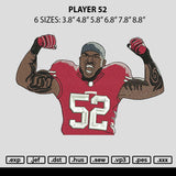 Player 52 Embroidery File 6 sizes