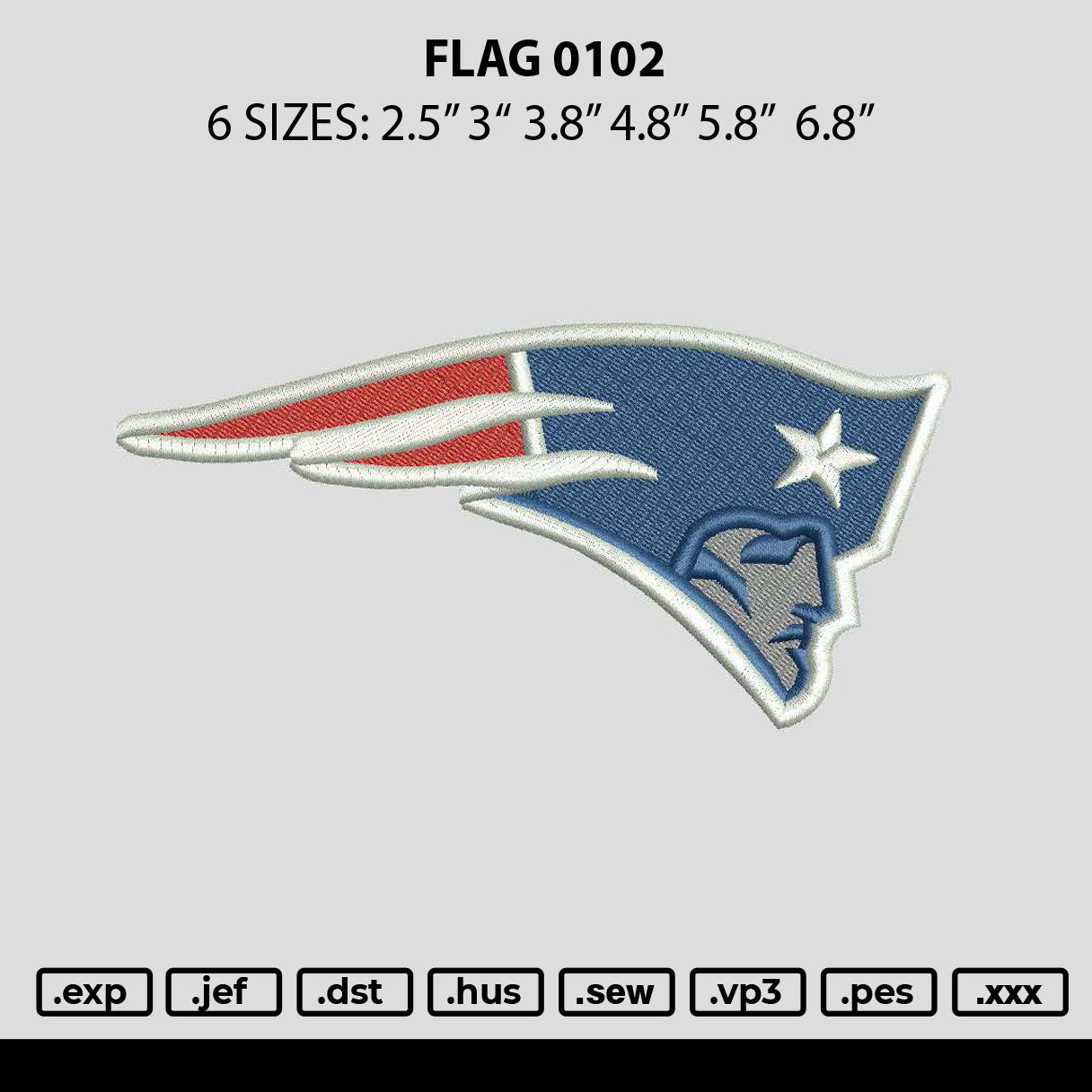 Flag 0102 Embroidery FIle 6 sizes
