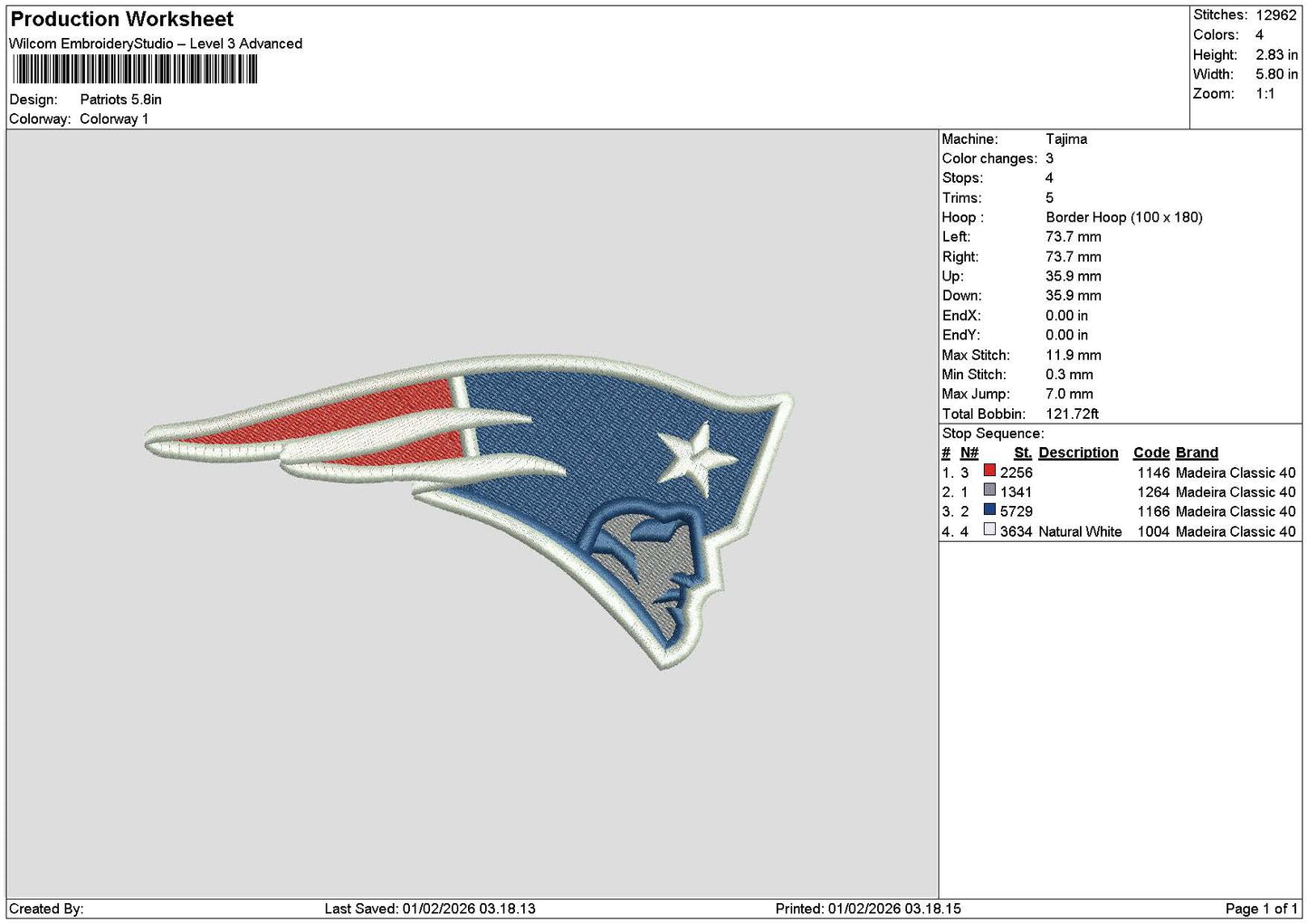 Flag 0102 Embroidery FIle 6 sizes