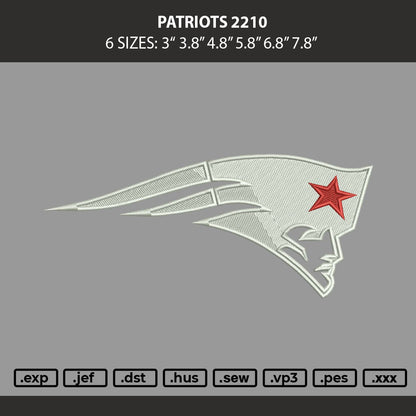 Patriots 2210 Embroidery Machine Design File 6 sizes