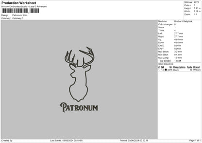 Deer Shadow 01 Embroidery File 6 sizes