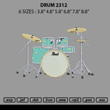 Drum2312 Embroidery File 6 sizes