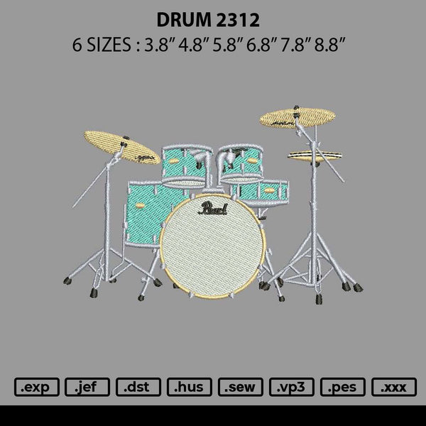 Drum2312 Embroidery File 6 sizes