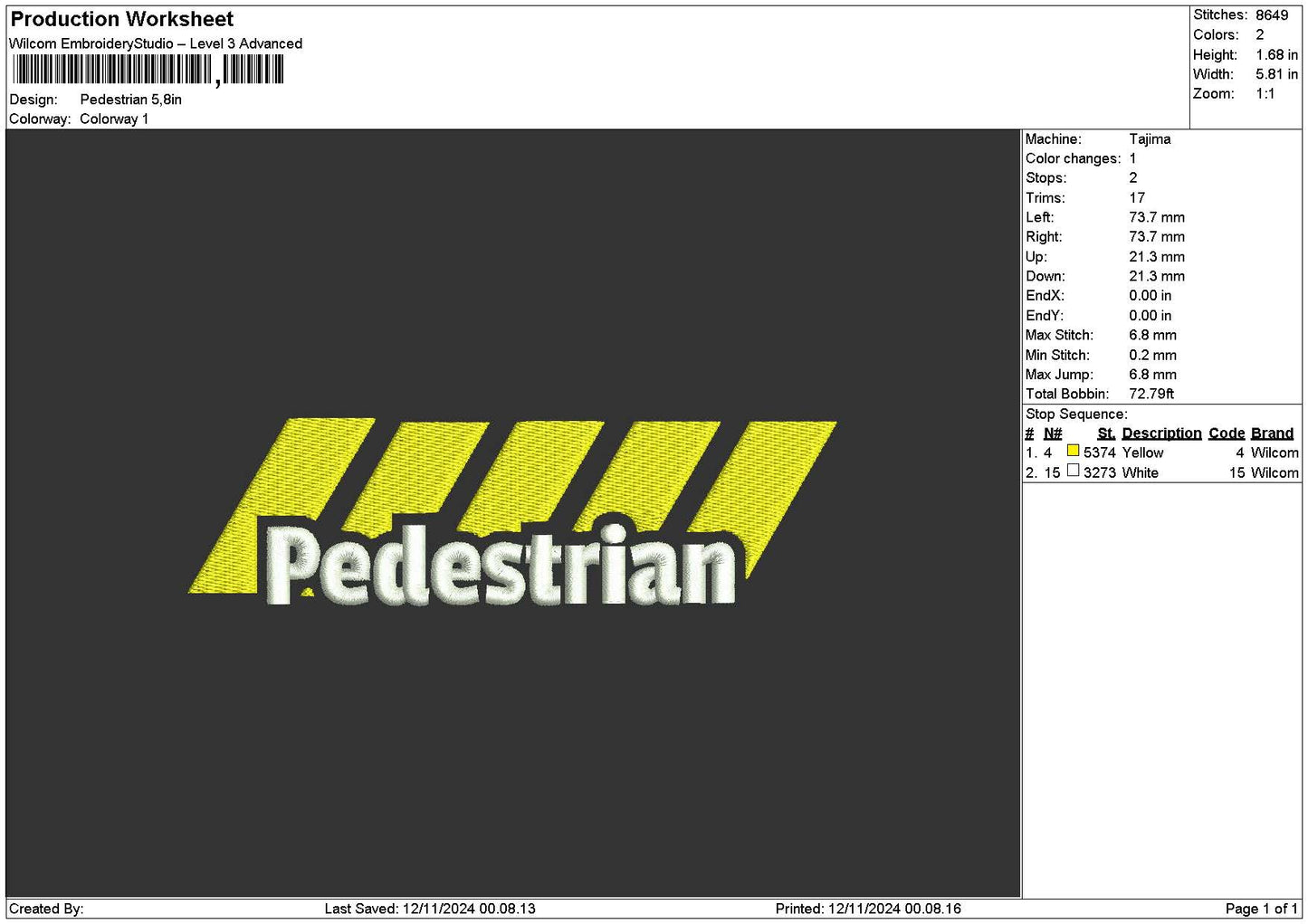 Pedestriantext Embroidery File 6 sizes