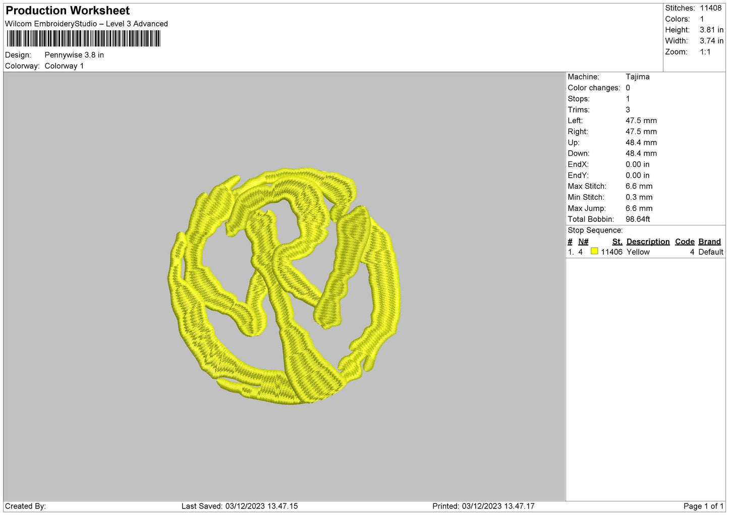 Yellow Circle Embroidery File 6 sizes