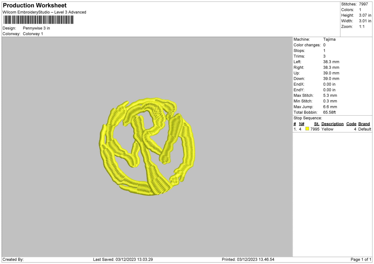 Yellow Circle Embroidery File 6 sizes