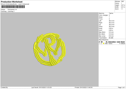Yellow Circle Embroidery File 6 sizes